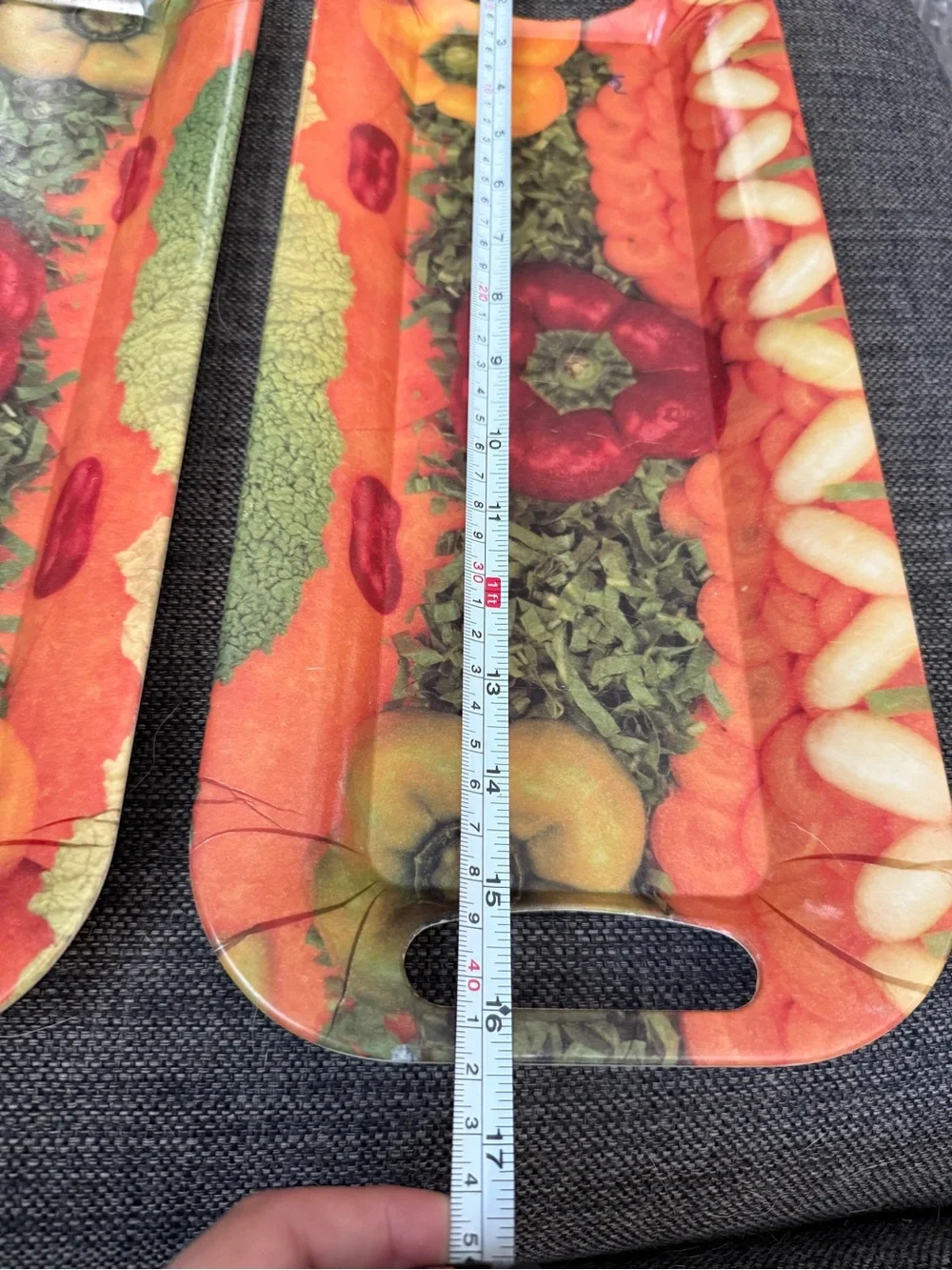Vegetable Print Serving Tray - Orange & Red (2)